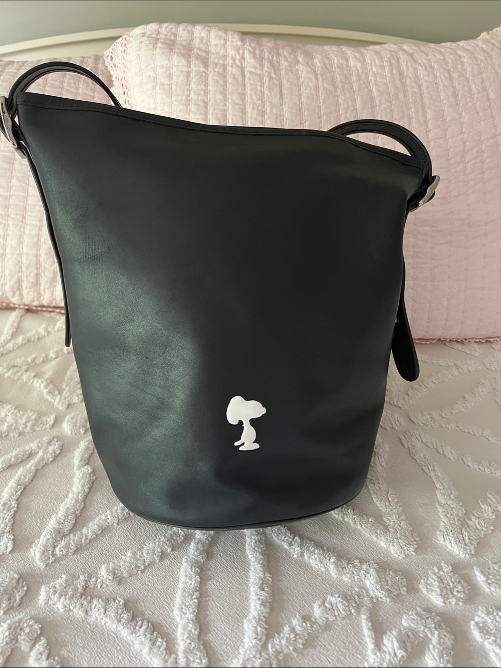 Coach large Bleeker Bucket Bag with White Snoopy Motif